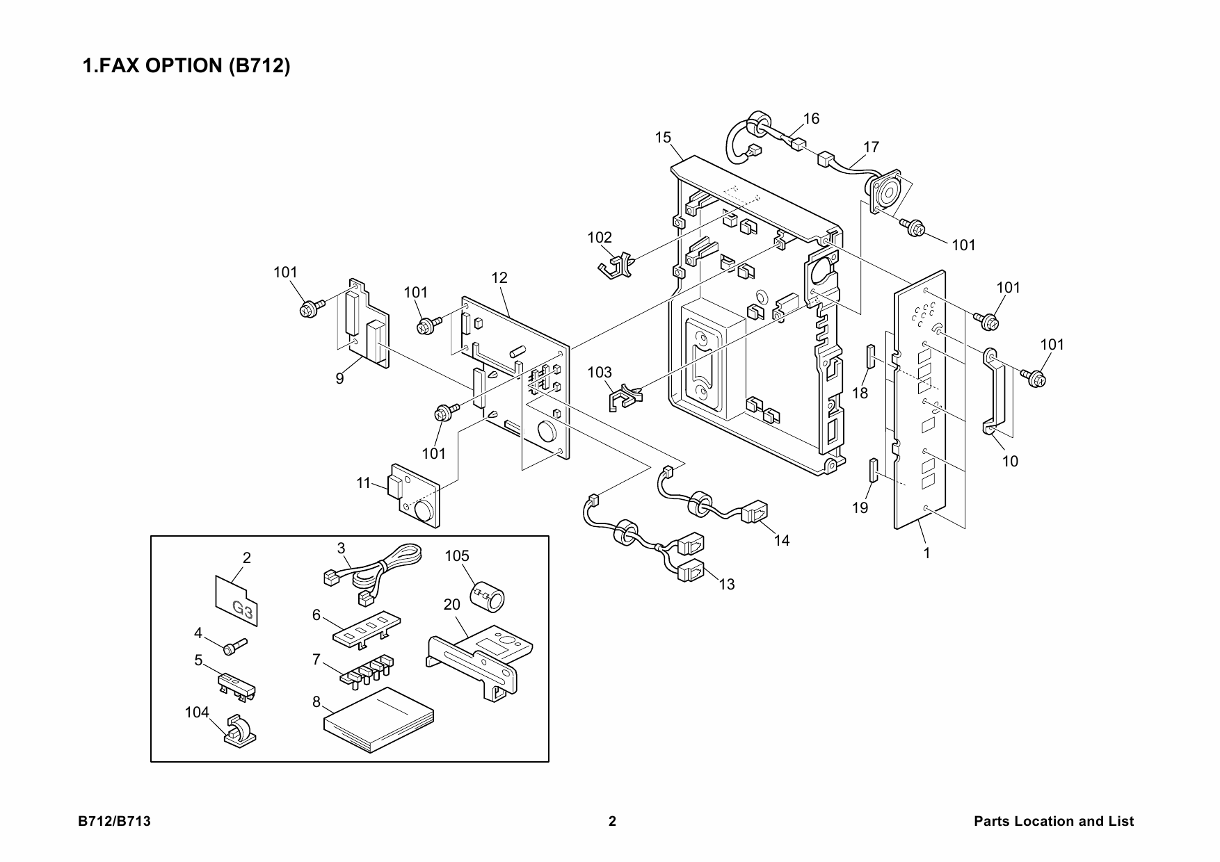 RICOH Options B712 B713 FAX-OPTION-TYPE-3245 Parts Catalog PDF download-2